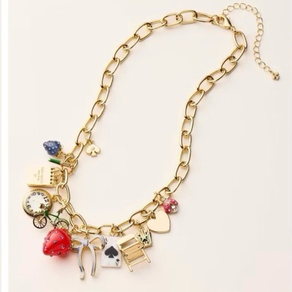 Charming Gold Necklace with Colorful Charms